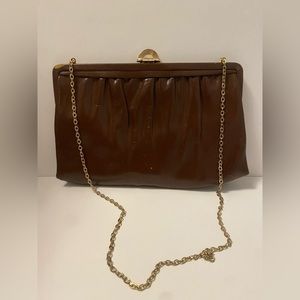 Vintage Mardane Clutch Chain Shoulder Strap Chocolate Brown